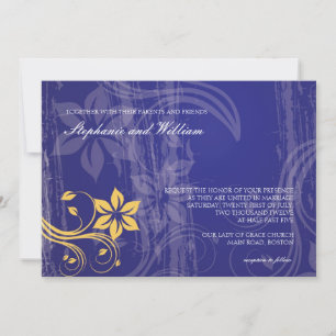 Einladung zur Hochzeit in Blau und Gelb