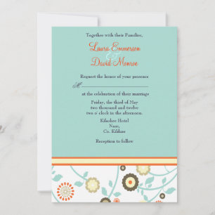 Einladung zur Hochzeit in Blau und Orange