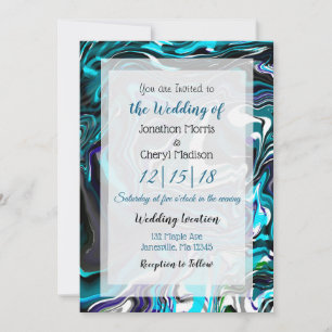 Einladung zur Hochzeit in Blau und Schwarz