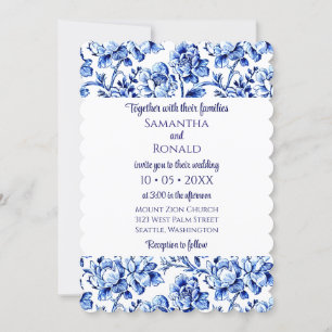 Einladung zur Hochzeit in Blau und Weiß