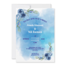 Einladung zur Hochzeit in Blauer Flora