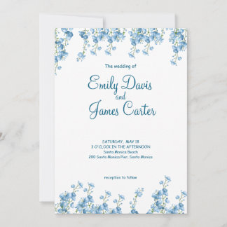 Einladung zur Hochzeit in Blauer Flora