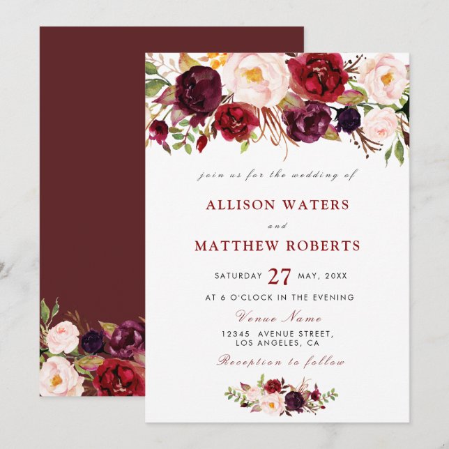Einladung zur Hochzeit in Bordeaux (Vorne/Hinten)