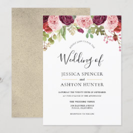 Einladung zur Hochzeit in Burgund Blush & Gold