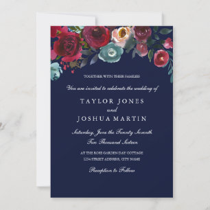 Einladung zur Hochzeit in Burgund Navy