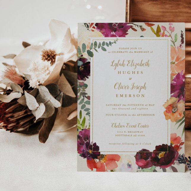 Einladung zur Hochzeit in Burgund + Peach Wasserco (Von Creator hochgeladen)