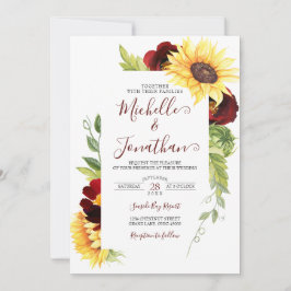 Einladung zur Hochzeit in Burgund Rose und Sonnenb