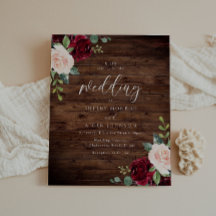 Einladung zur Hochzeit in Burgund Rustic Wood Budg