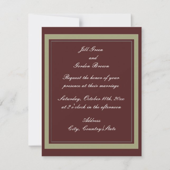 Einladung zur Hochzeit in Burgund und Gold (Vorderseite)