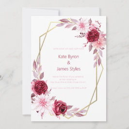 Einladung zur Hochzeit in Burgund und Rosa