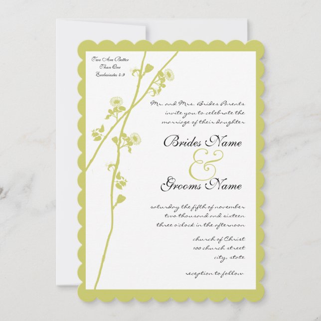 Einladung zur Hochzeit in der Limonen Blume (Vorderseite)