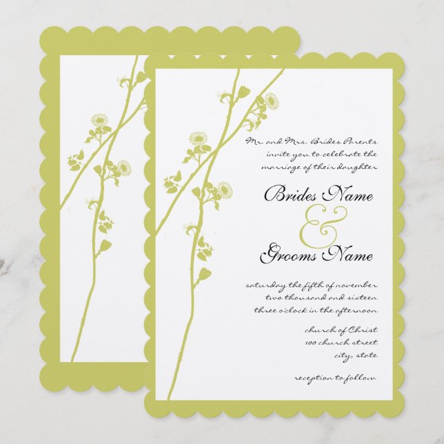Einladung zur Hochzeit in der Limonen Blume (Vorne/Hinten)