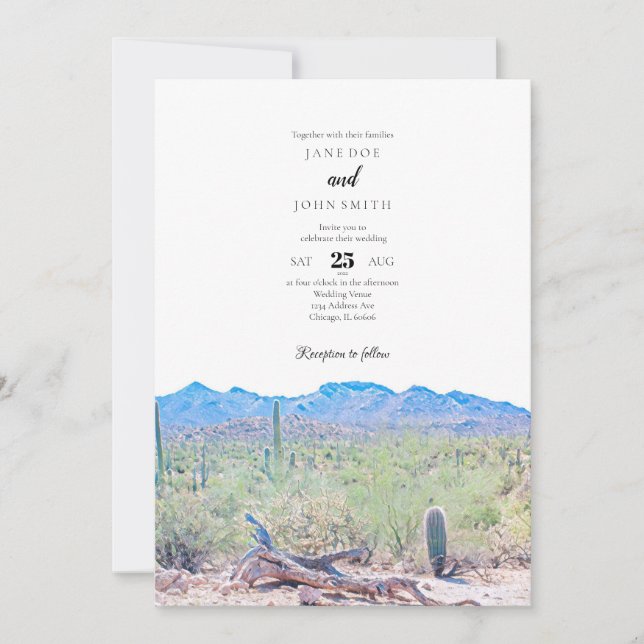 Einladung zur Hochzeit in der Wüste von Arizona (Vorderseite)