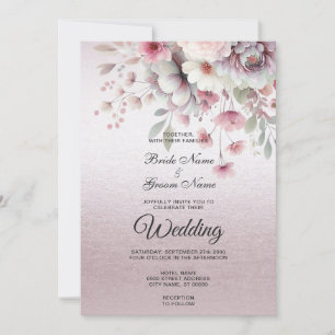 Einladung zur Hochzeit in einem modernen Rosa-Weiß