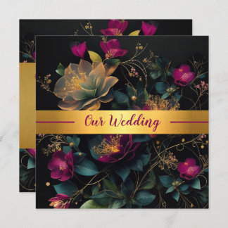 Einladung zur Hochzeit in Fuchsia und Blue Spring 