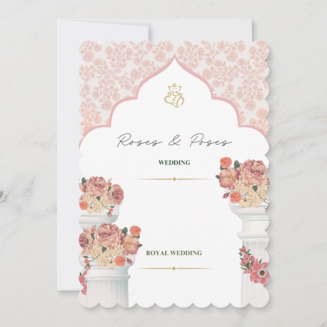 Einladung zur Hochzeit in Gold Floral (Vorderseite)