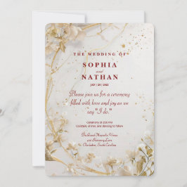 Einladung zur Hochzeit in Gold Floral