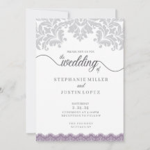 Einladung zur Hochzeit in Grau und Dusty Lila Scro