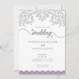 Einladung zur Hochzeit in Grau und Dusty Lila Scro