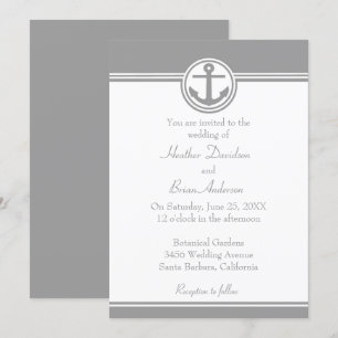 Einladung zur Hochzeit in Gray Nautical Anchor