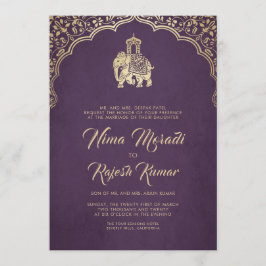 Einladung zur Hochzeit in Indien, Lila, Gold, Gane