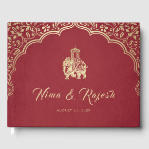 Einladung zur Hochzeit in Indien, Rot, Gold, Ganes Gästebuch
