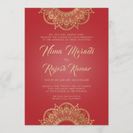 Einladung zur Hochzeit in Indien, Rot, Gold, Manda