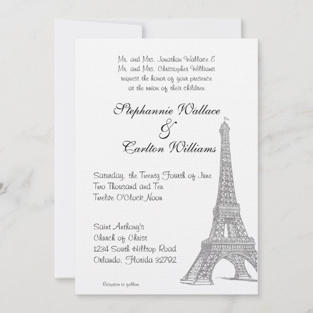 Einladung zur Hochzeit in Paris (Vorderseite)