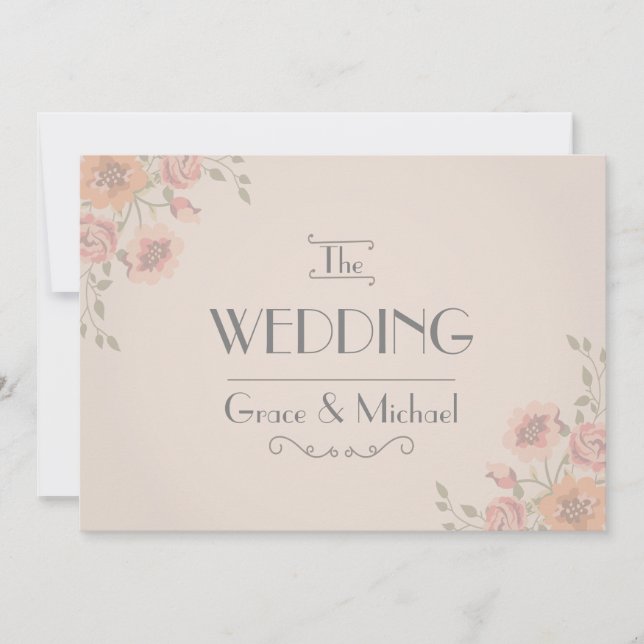 Einladung zur Hochzeit in Postkartenstil-Blume (Vorderseite)