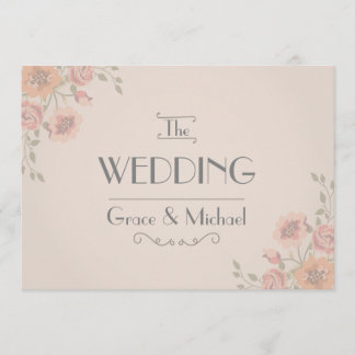Einladung zur Hochzeit in Postkartenstil-Blume