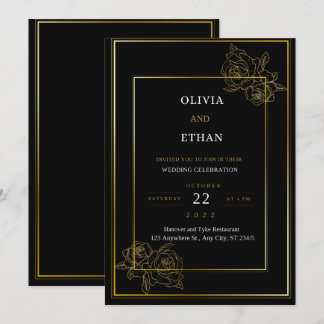 Einladung zur Hochzeit in Premium Black and Gold