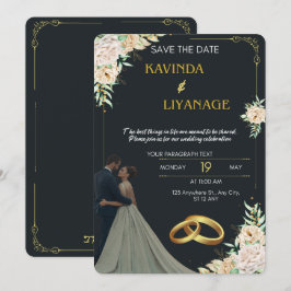 Einladung zur Hochzeit in Premium Black and Gold
