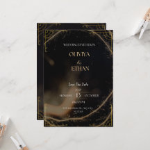 Einladung zur Hochzeit in Premium Black and Gold