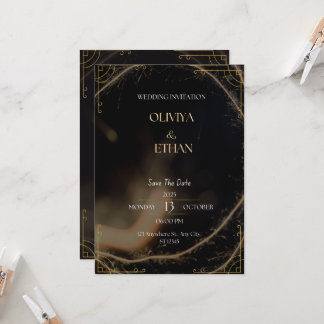 Einladung zur Hochzeit in Premium Black and Gold