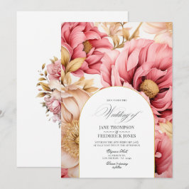 Einladung zur Hochzeit in Rosa und Gold
