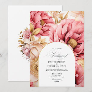 Einladung zur Hochzeit in Rosa und Gold