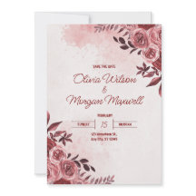 Einladung zur Hochzeit in Rosa und Rot-Flora
