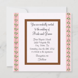 Einladung zur Hochzeit in Rosa und Schokolade