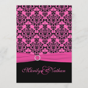 Einladung zur Hochzeit in Rosa und Schwarz