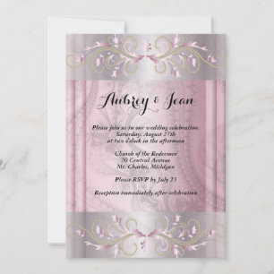 Einladung zur Hochzeit in Rosa und Silber