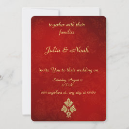 Einladung zur Hochzeit in Rot und Gold
