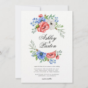 Einladung zur Hochzeit in Rot, Weiß und Blau