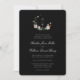 Einladung zur Hochzeit in Schwarz-Monogramm