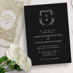 Einladung zur Hochzeit in Schwarz-Monogramm