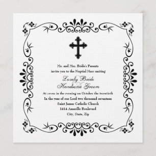Einladung zur Hochzeit in Schwarz-Weiß-Kreuz