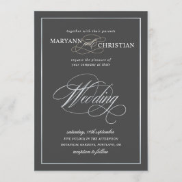 Einladung zur Hochzeit in Silbergrau