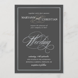 Einladung zur Hochzeit in Silbergrau