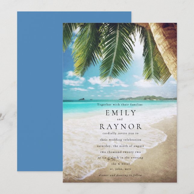 Einladung zur Hochzeit in Tropical Island Beach (Vorne/Hinten)