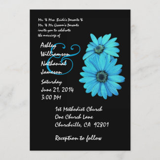 Einladung zur Hochzeit in Türkis und Schwarzdaisy