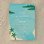 Einladung zur Hochzeit in Urlaubsort Tropical Beac<br><div class="desc">Handgemalte Palmen,  Strand und Ozean bilden einen tropischen Hintergrund für diese Hochzeit in Urlaubsort.</div>